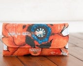 iPhone SmartPhone Clutch Wallet Purse 12 Card Slots with ID Pocket  /  Poppy Fever in Rustic Orange -- PREORDER