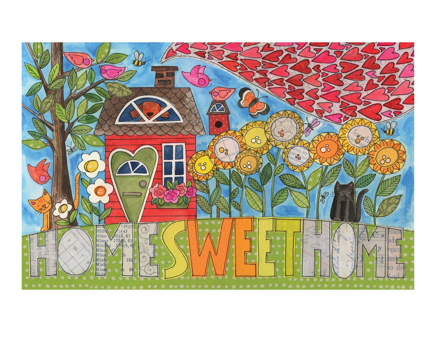 Home SWEET Home - 10 x 8 GICLEE PRINT, collage, mixed media, home, Susan Black
