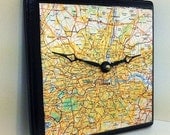 Vintage 1980's Map of London & Vicinity Handmade Wood Clock by cadencedesigns on etsy