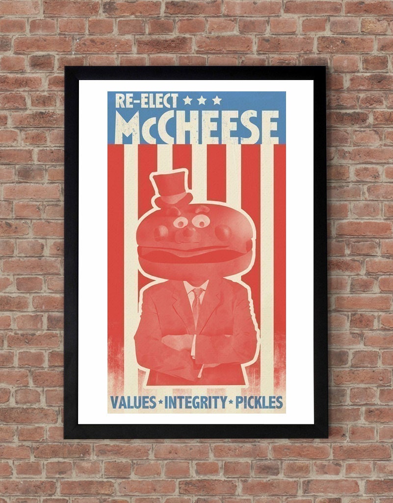 Re-elect McCheese campaign poster