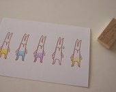 Smarty Pants Rabbit - A Set of 2 Handcarved Rubber Stamps