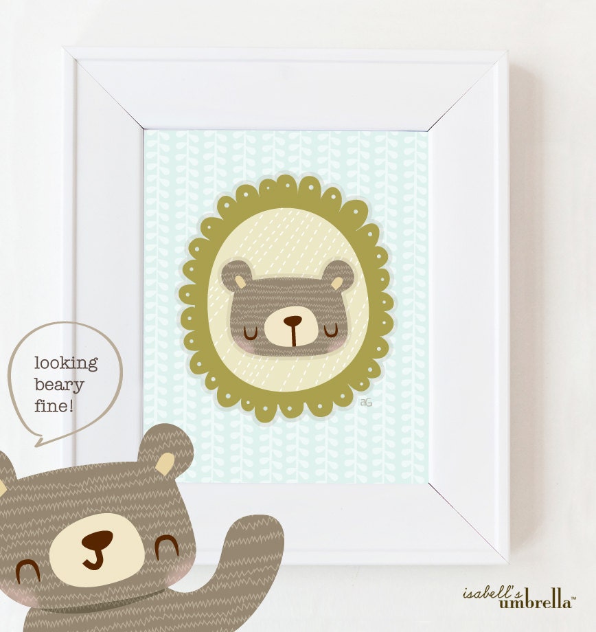 Beary Fine : Bear Art Print - 8x10 Giclee print