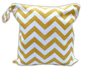 HEAT SEALED and BEST Selling Wet Bags here -Small Wet Bag in Yellow Chevron with Snap Handle