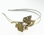 Autumn headband leaf acorn double band brass fall hair accessory
