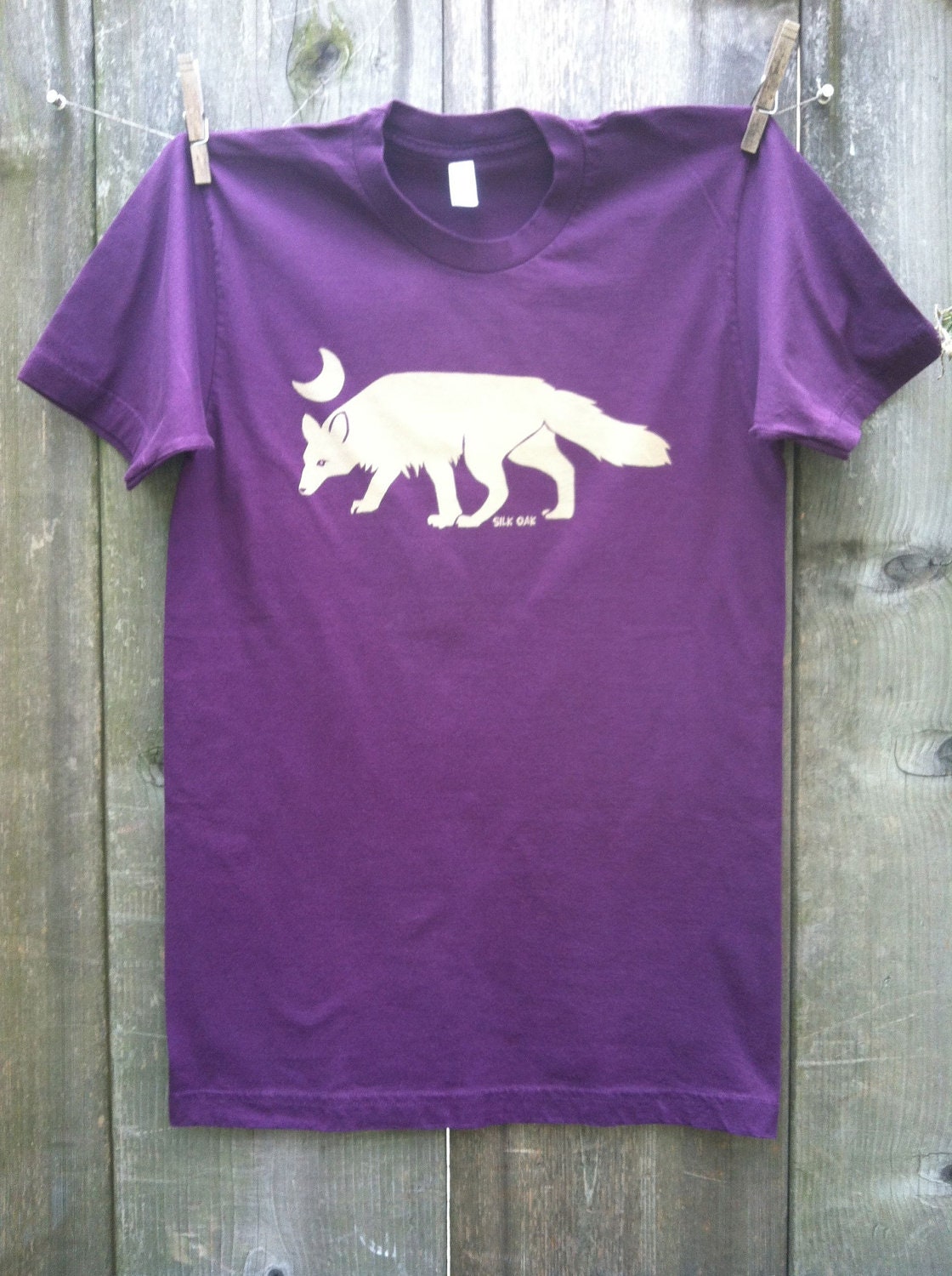 Arctic Fox on an Eggplant Unisex Adult Tee
