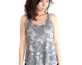 Racerback Tank Top with Scoop Hem Grey Paint Splash