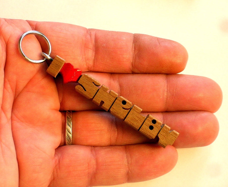 Walnut Wood Name - iHeart MiniTag - Handmade to Order