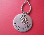Handstamped Roll Tide Elephant Necklace
