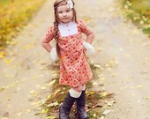 1968 Style Retro  Orange Flower dress children clothing