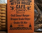 Wall Sign Witch House Cafe Lunch Kitchen Painted Wood
