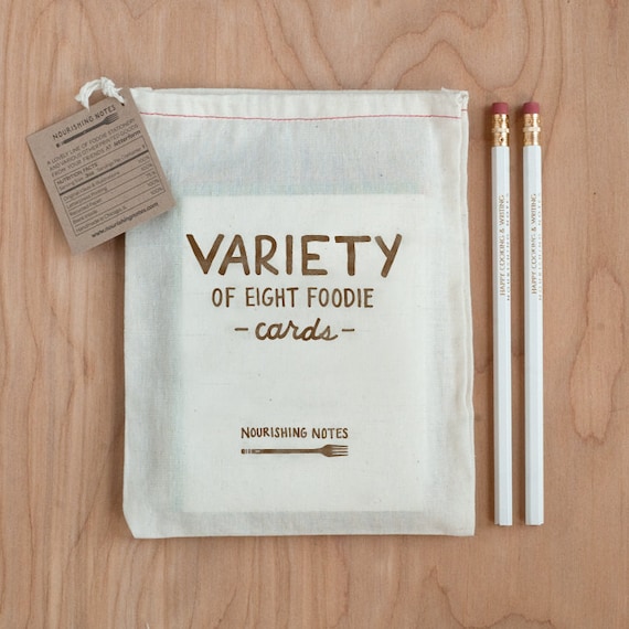 Variety Pack of 8 foodie greeting cards