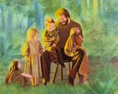 Watercolor print of Captain Moroni and family 10x8