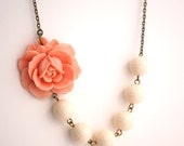 Asymmetrical Peach and Cream Rose Necklace