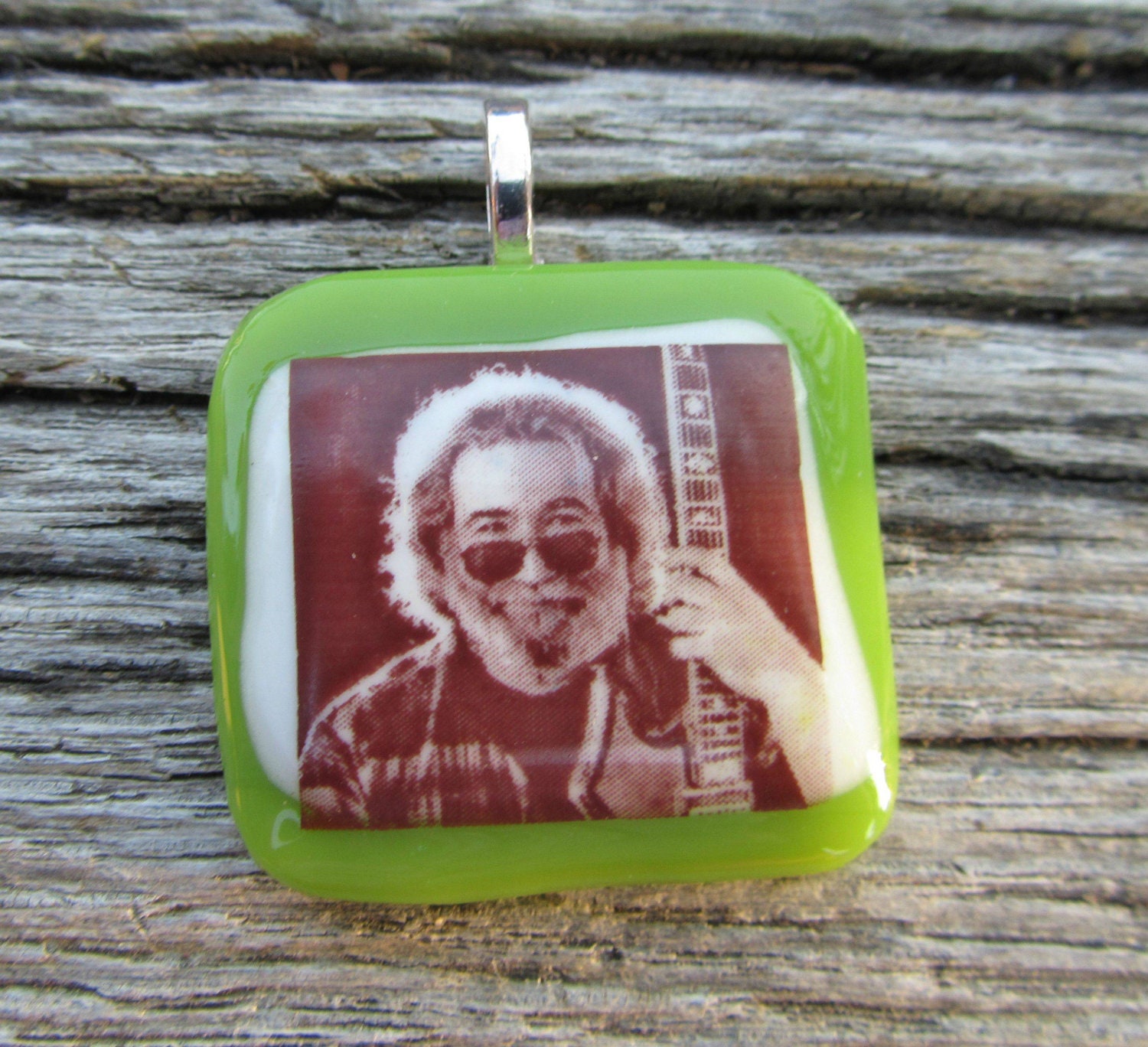 Jerry Garcia Fused Glass Pendant