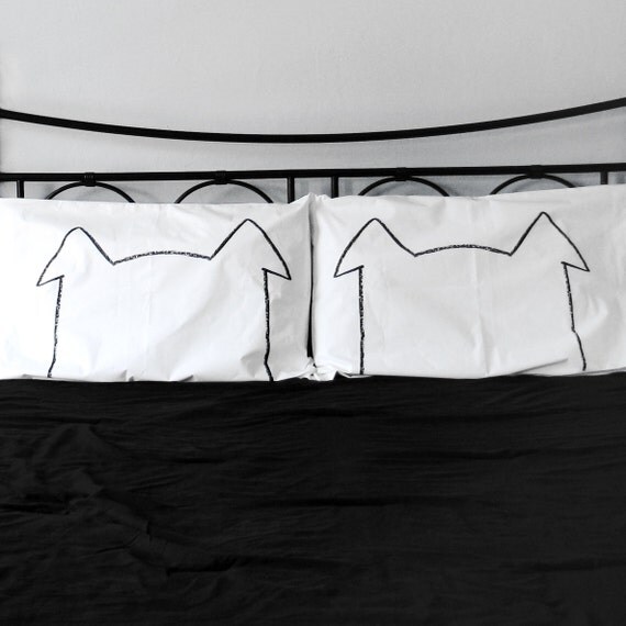 As seen in Modern  Dog  Magazine - His & Hers Dog Nap Pillow case Set : 300TC - home decor, bedding, hand-printed, made in usa, pet lover