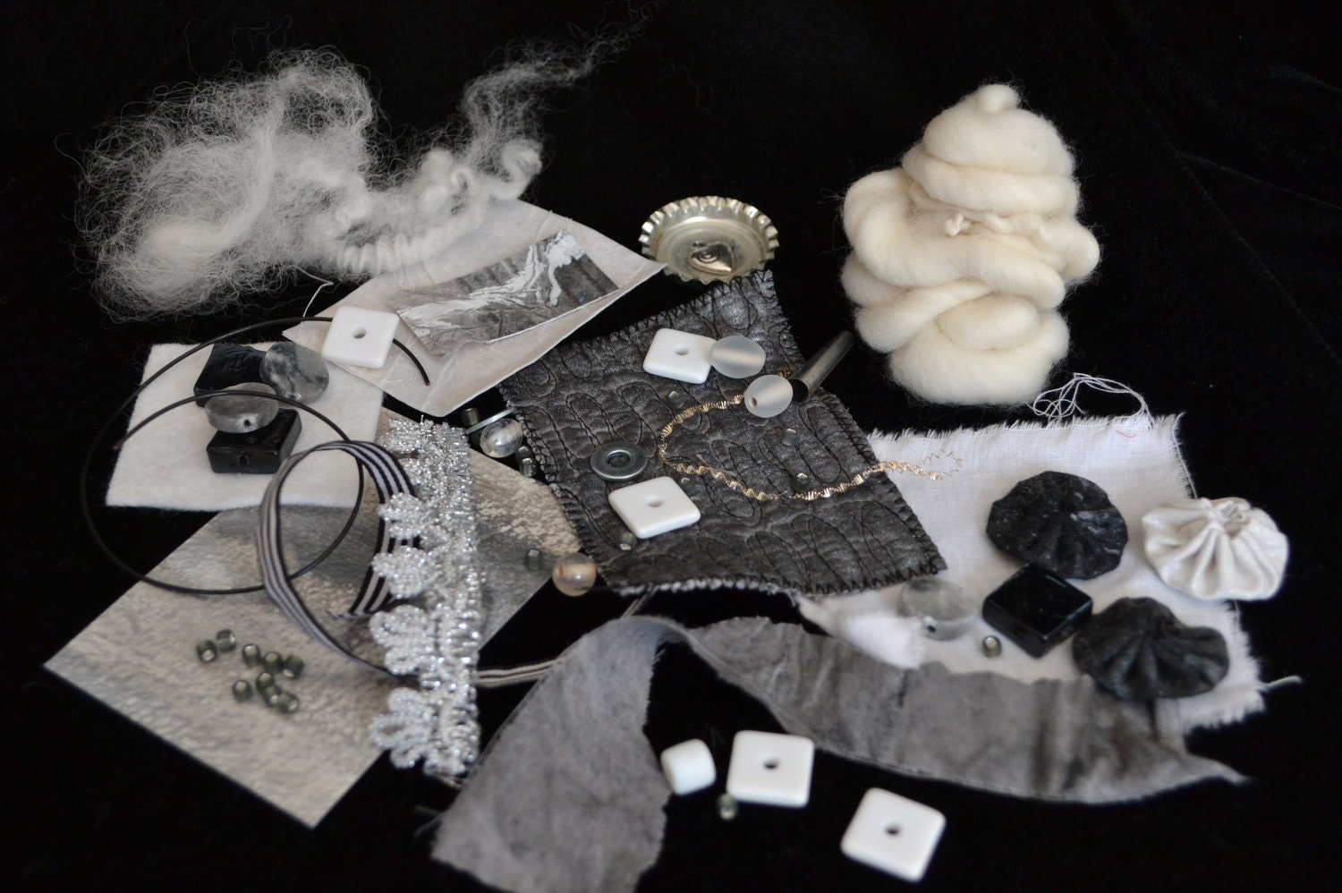 Mixed Media Art Quilt  Kit -- Black and White