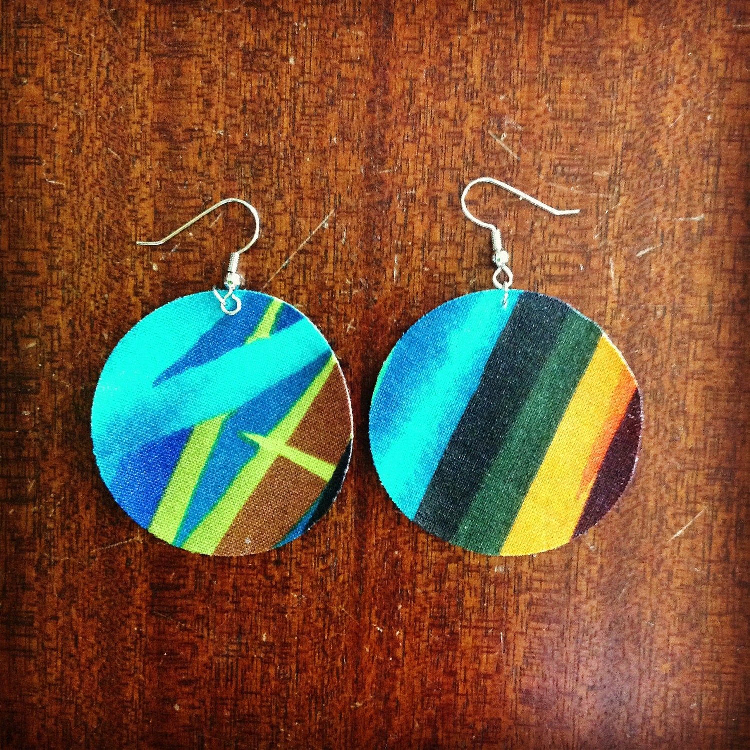 Blue striped grass waterproof earrings