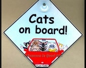 CATS ON Board laminated Cat in Car painting sign by Suzanne Le Good