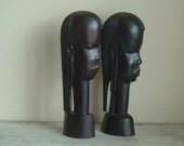 vintage ebony wood African heads
