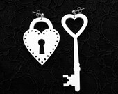 Lock Up My Heart Earrings - Mis-Matched Lock and Key Earrings - Laser Cut Acrylic (C.A.B. Fayre Original Design)