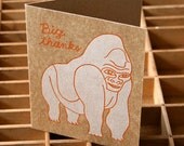 letterpress gorilla thank you card