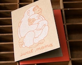 letterpress monkey mama card