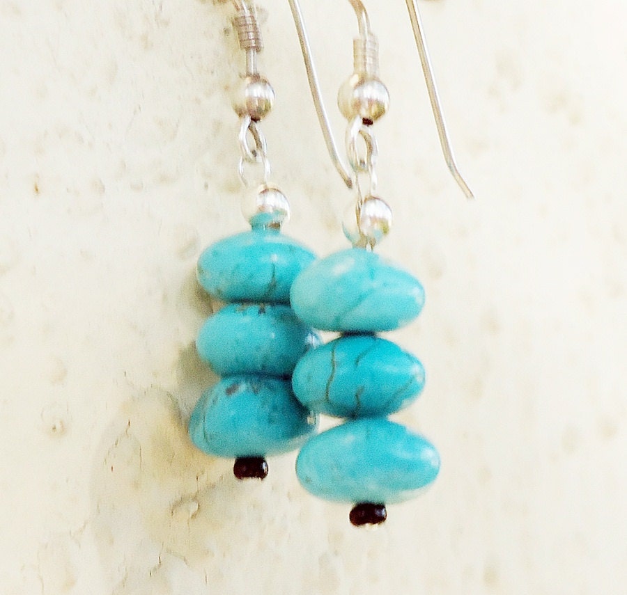 SALE, Turquoise Trio Earrings