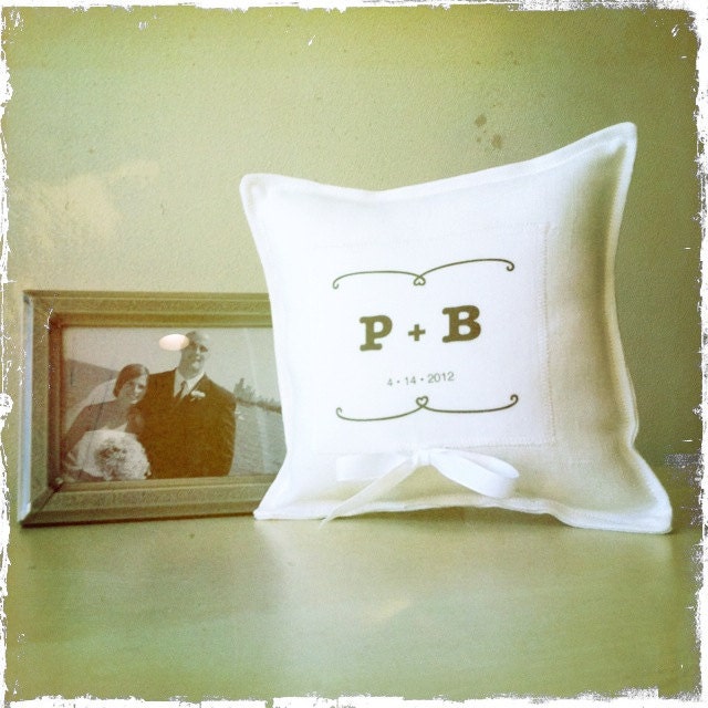 WEDDING RING pillow. ring bearer pillow.  personalized. engagement, wedding or anniversary linen pillow decoration.