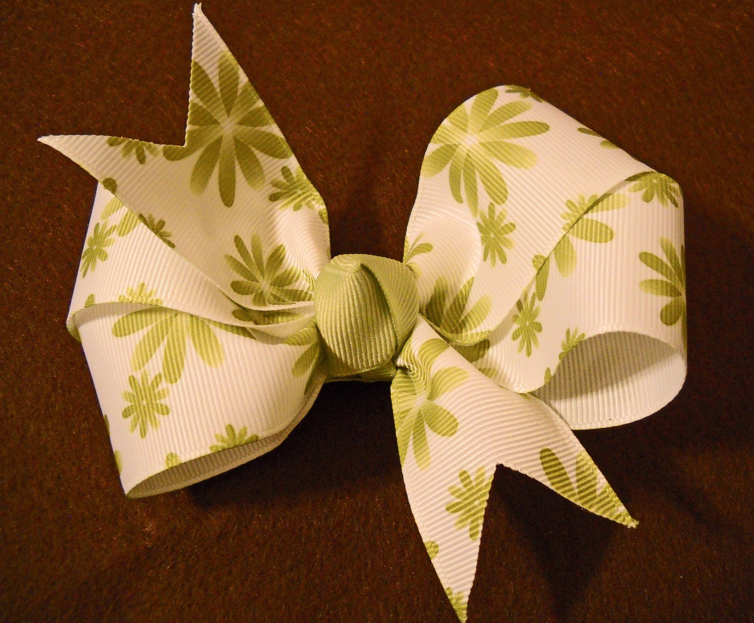Green Floral Hairbow