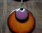 Purple and Orange Necklace, Enamel Necklace, Purple Necklace, Orange Necklace, Persimmon Orange, Aubergine Purple