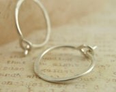 Hammered Argentium Sterling Silver Earring Hoops - 20 gauge - 12mm - Lightly Distressed