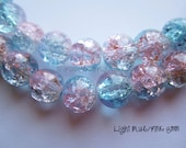 105 Pieces of 8mm Light Blue and Pink Glass Crackle Beads