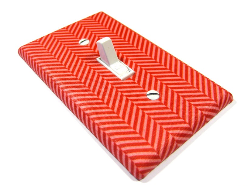 Red and Pink Chevron Herringbone Light Switch Cover Modern Home Decor Switch Plate Switchplate Outlet Rocker Dimmer