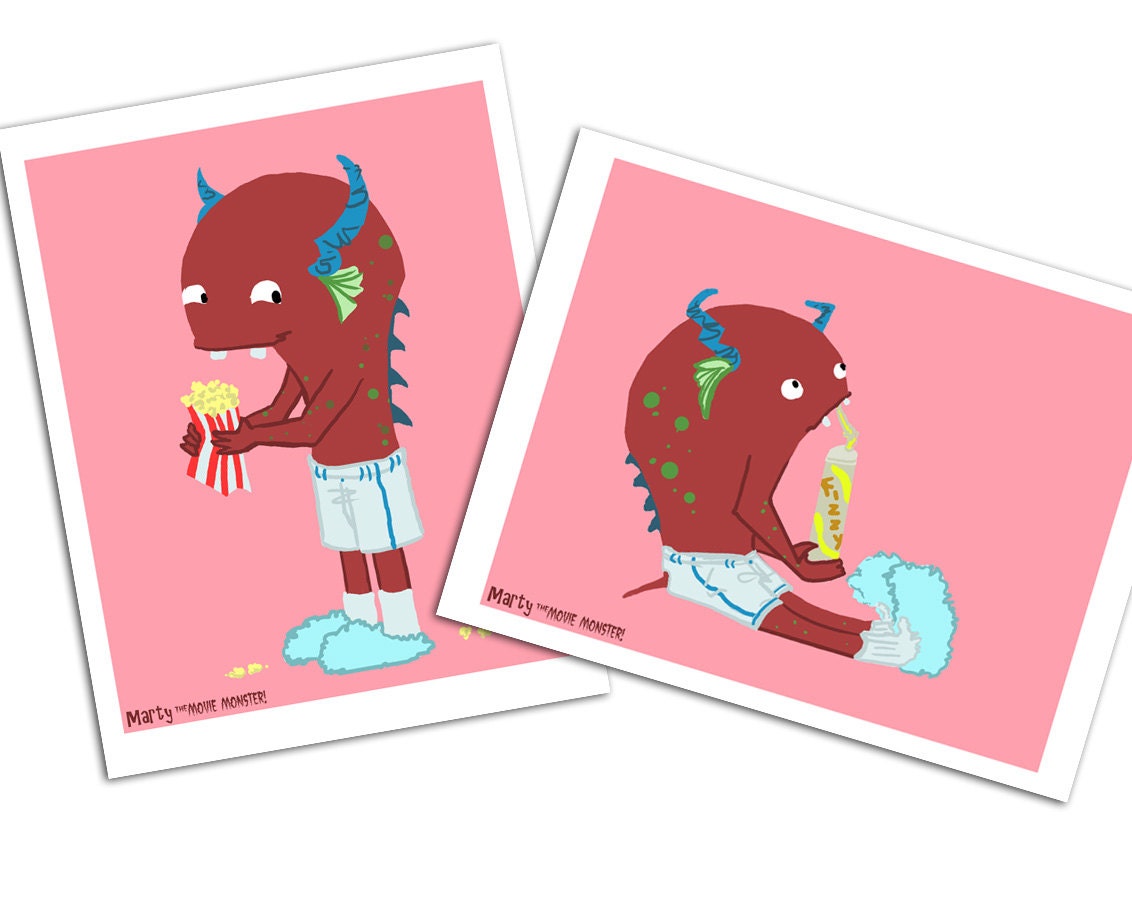 Art Print Set of 2 Marty the Movie Monster 8.5 x 11