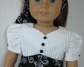 18 Inch Doll Clothes American Girl 1940s Black and White Swirls Sweetheart Dress