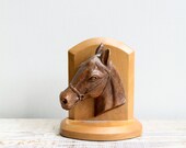 Vintage Wooden Horse Bust / Bookend