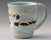 Porcelain Agateware Mug with two Long-tailed Ducks