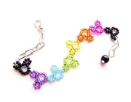 World of Color Disneyland Disney's California Adventure Inspired Beaded Hidden Mickey Mouse Bracelet Rainbow