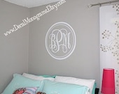 22 inch Circle and Dots Monogram Vinyl  Wall Decal