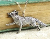 Fox Necklace. Antiqued Pewter and Sterling Silver Necklace
