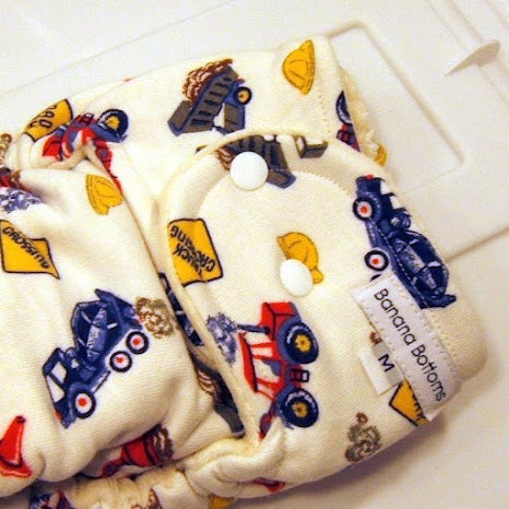 Construction Vehicles MEDIUM Fitted Bamboo and Organic Cotton Cloth Diaper by Banana Bottoms Handmade by a WAHM
