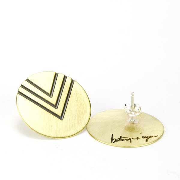 Chevron Stud earrings - triple v - geometric jewelry