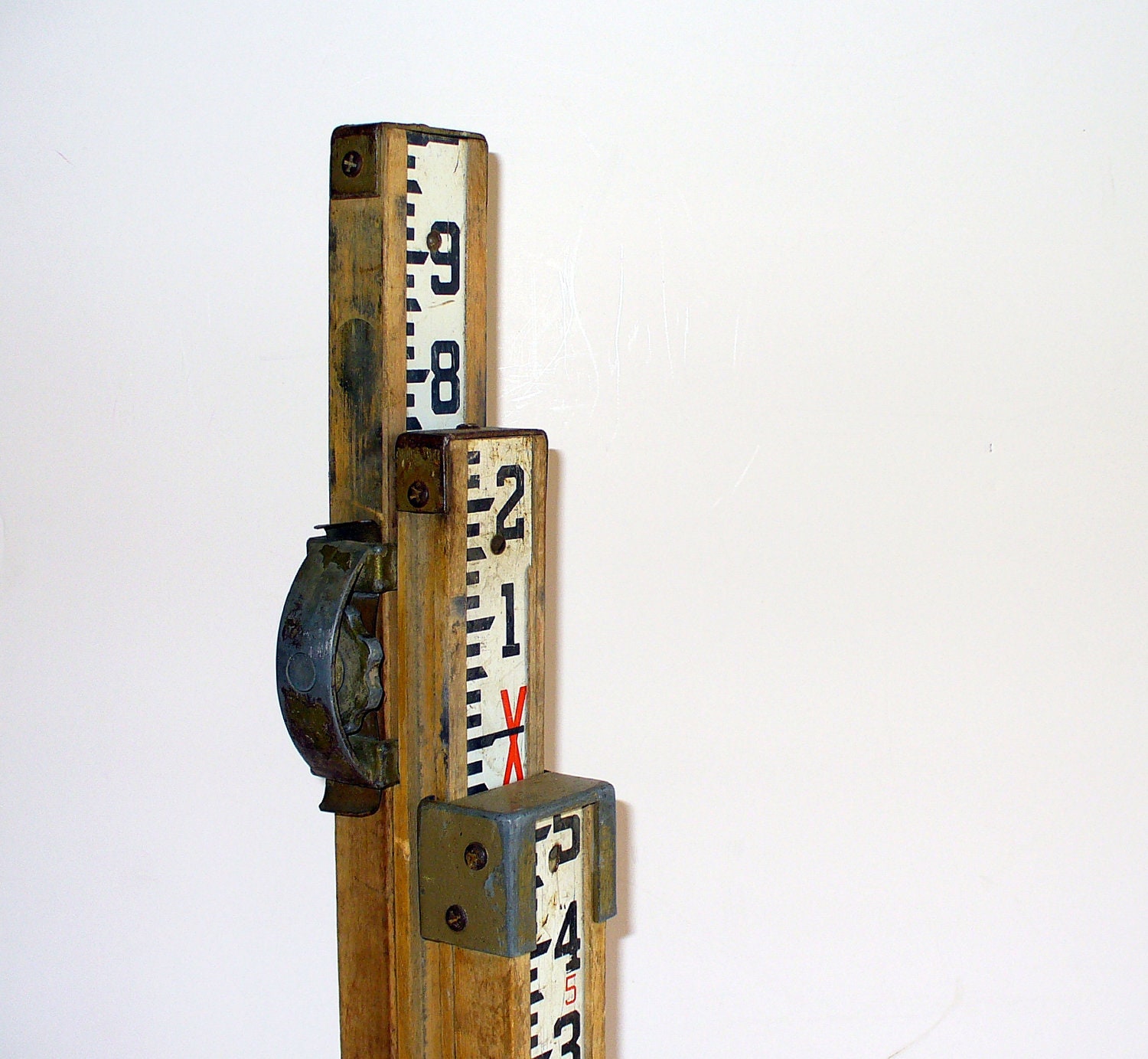 Antique Dietzgen Leveling Rod Wood / Industrial Number Measure Ruler Height Sign / Men
