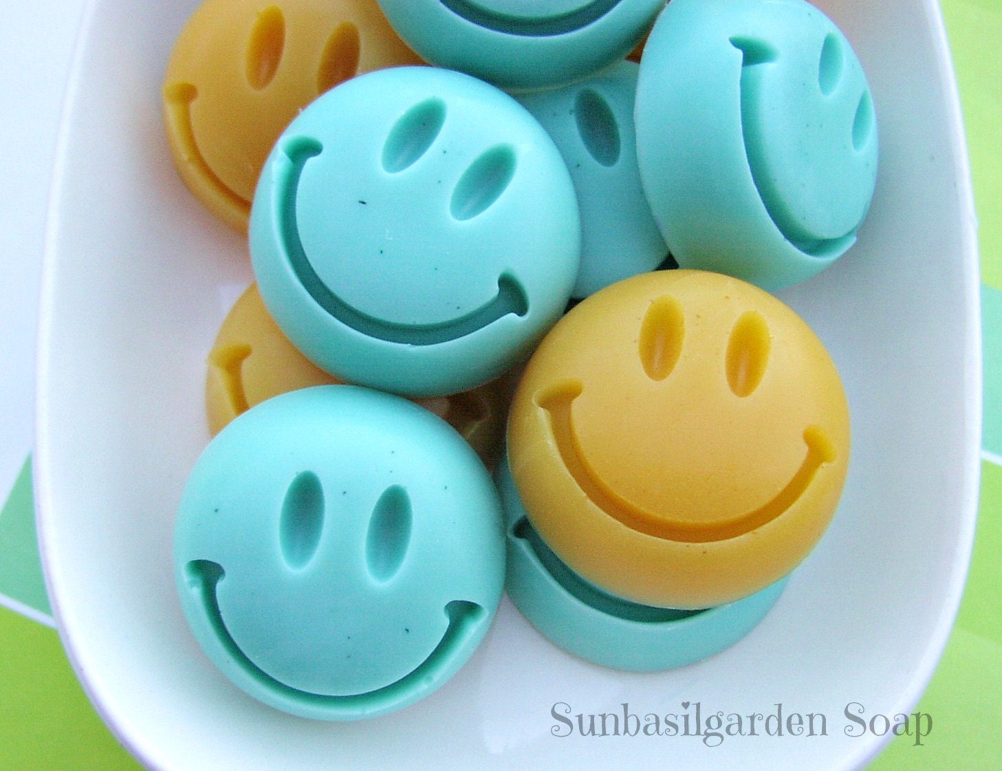Mini Soaps - Smiley Face - Happy Soaps - Handmade Soap - Natural Glycerin - Available in custom colors and scent for party favors