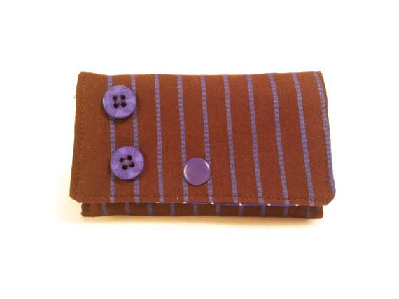 Blue and Brown Fabric Gift Card Holder - Student ID Card Case -Ecofriendly - Gift for Student