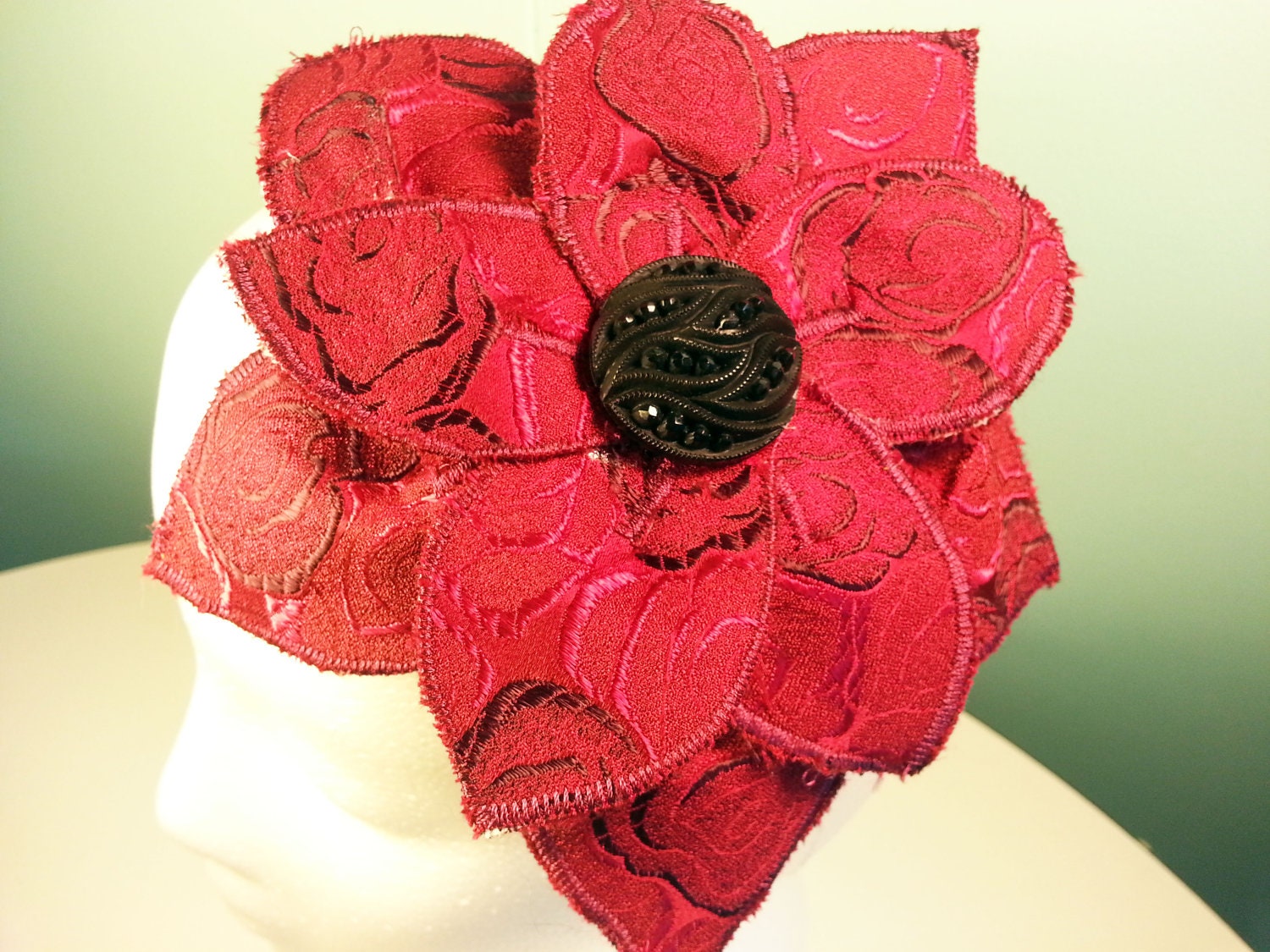 Red Flower Hair Clip - Repurposed Brooch - Unique Gift for Wife - Black Friday Etsy