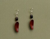 Handcarved  Brazilian Redwood Wood Feather Earrings  J120602