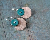 Round and round - sterling silver textured discs with turquoise enameled copper discs