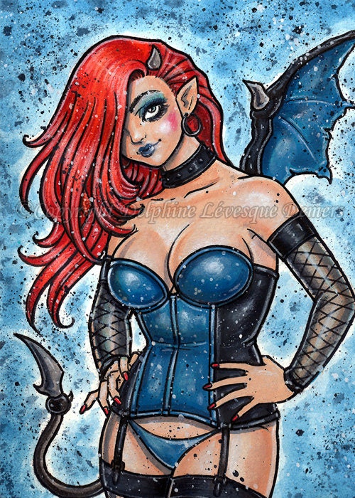 Blue Seduction ACEO - limited edition print 2/20 by Delphine Levesque Demers