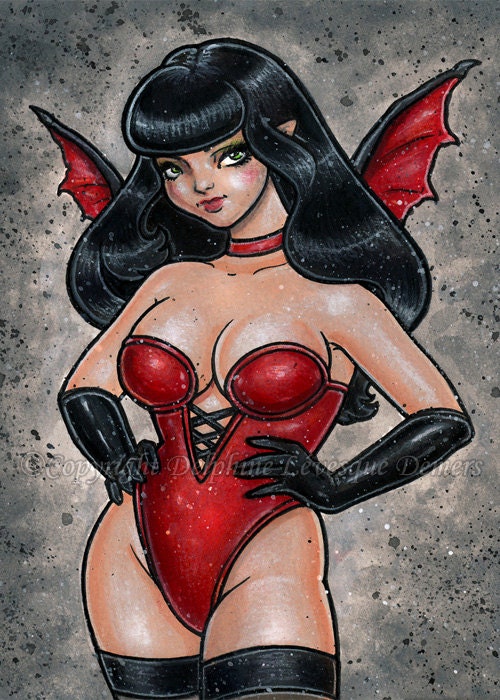 Kinky Vampy ACEO - limited edition print 2/20 by Delphine Levesque Demers